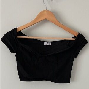Tobi Black Fitted Crop Top Stretch
